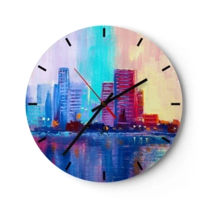 Horloge murale - Pendule murale - Baigné de couleurs - 40x40 cm