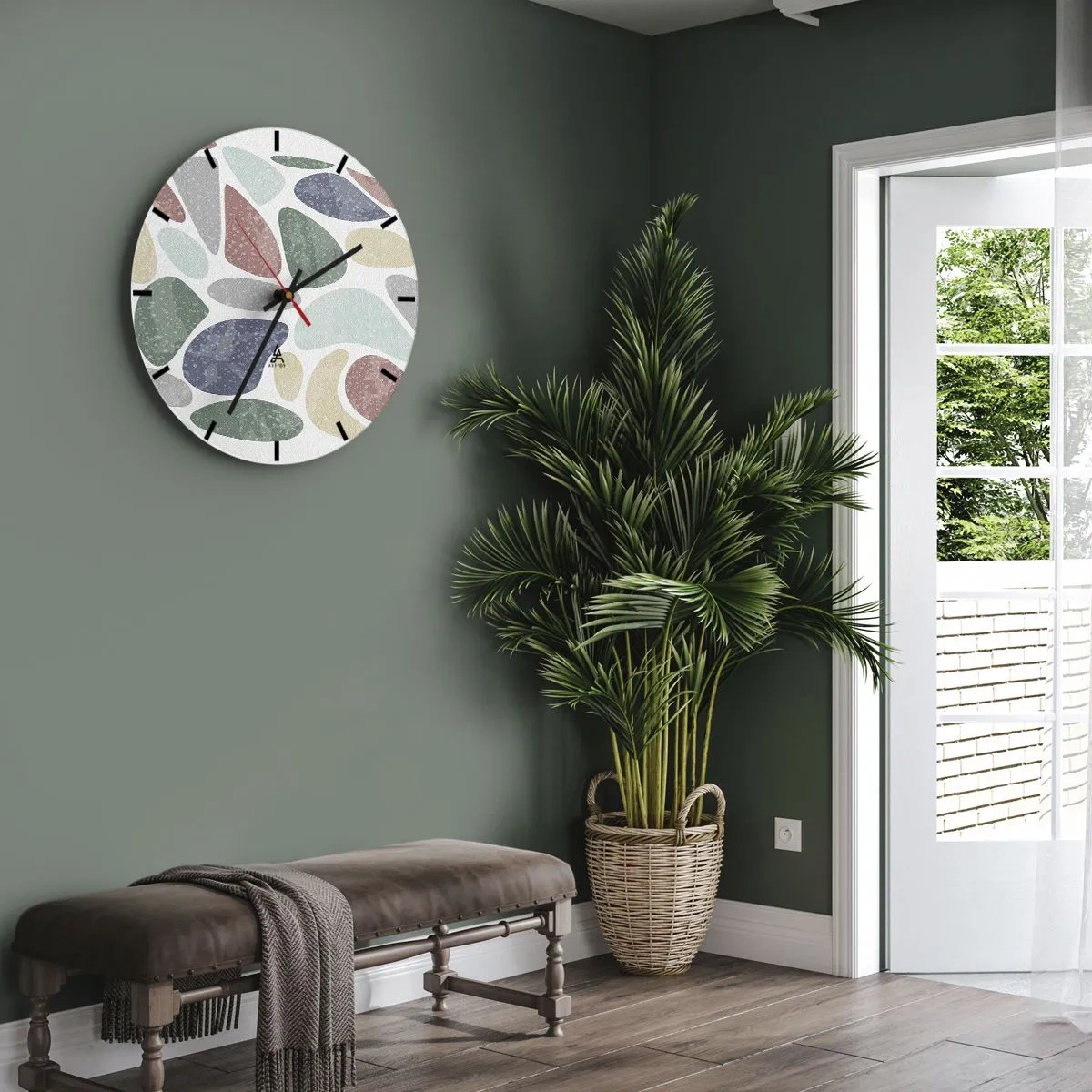 Horloge murale - Pendule murale - Une mosaïque de couleurs poudrées - 40x40 cm