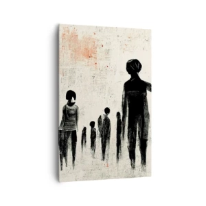 Impression sur toile - Image sur toile - Figures dans une composition monochrome sur fond clair - 80x120cm - Contre la solitude - Décoration murale moderne pour le salon et la chambre ARTTOR