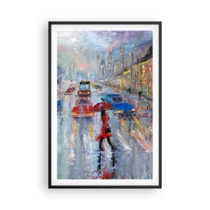 Affiche dans un cadre noir - Poster - Après-midi pluvieux en ville - 61x91 cm