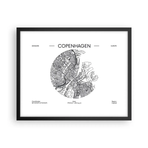 Affiche dans un cadre noir - Poster - Anatomie de Copenhague - 50x40 cm
