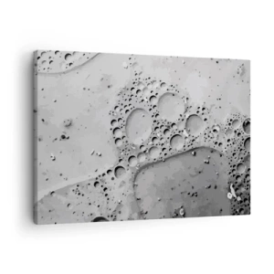 Impression sur toile - Image sur toile - Motif à bulles noir et blanc dans un style minimaliste - 70x50cm - Sentier de mousse - Décoration murale moderne pour le salon et la chambre ARTTOR