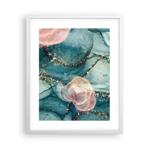 Affiche dans un cadre blanc - Poster - Soie bleu, tulle rose - 40x50 cm