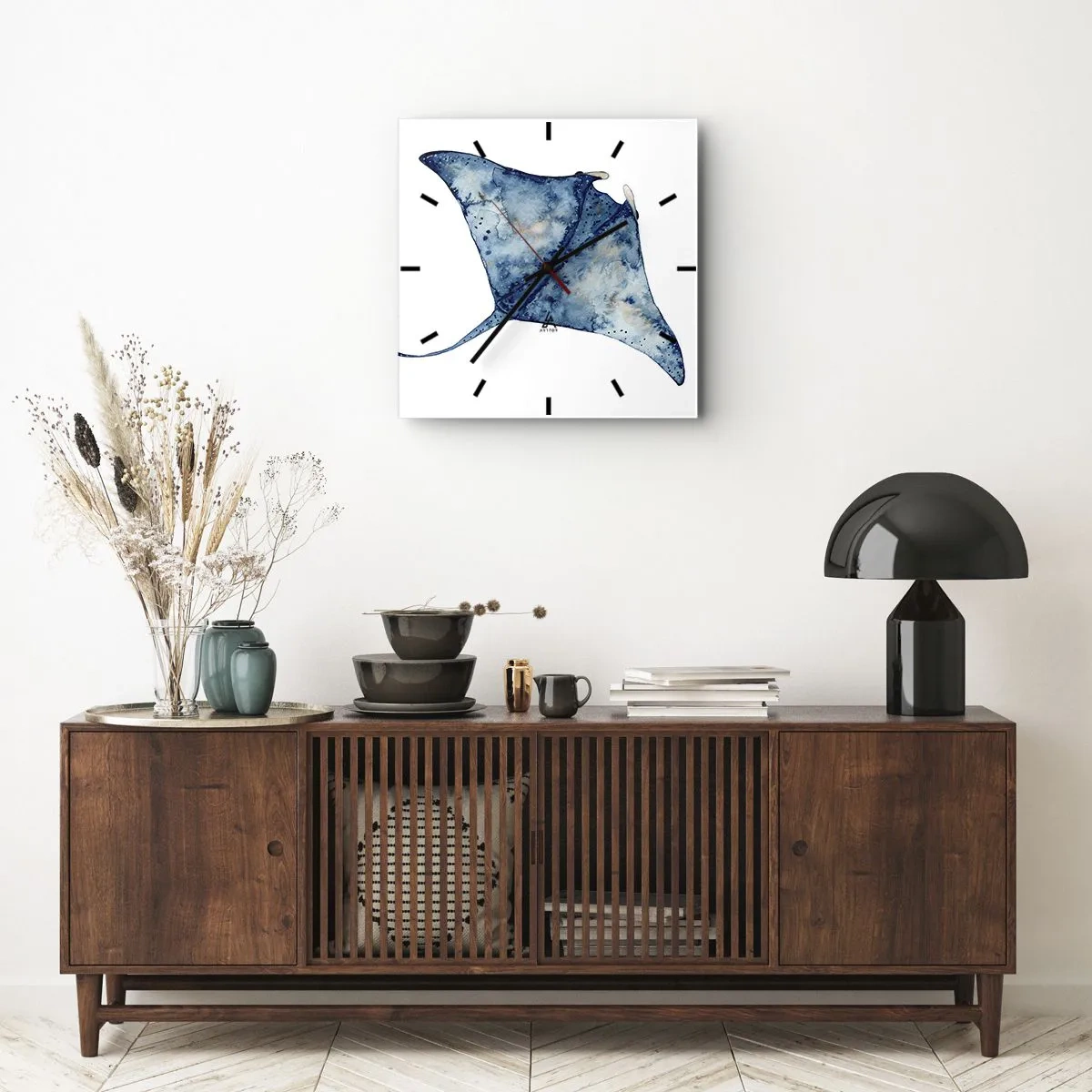 Horloge murale - Pendule murale - La vie en bleu - 40x40 cm
