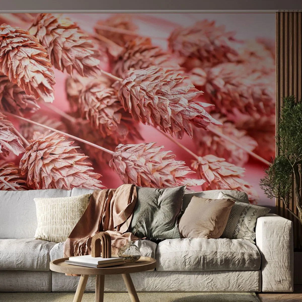 Papier Peint Autocollant Deluxe Sticker - Une cascade florale en rose - Fleurs séchées, Bouquet de fleurs, Fleurs - 250x175 cm