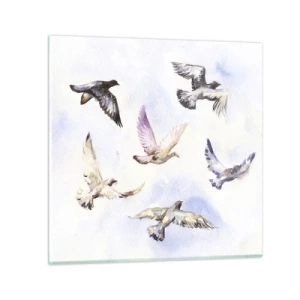 Impression sur verre - Image sur verre - Liberté en gris et bleu - 30x30 cm