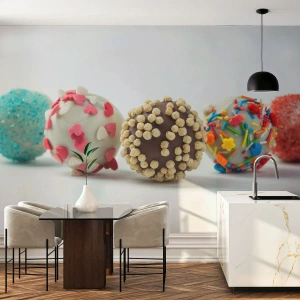 Papier peint sur mesure Standard Eco - La vie peut être douce - Bonbons, Des sucreries, Sucettes colorées