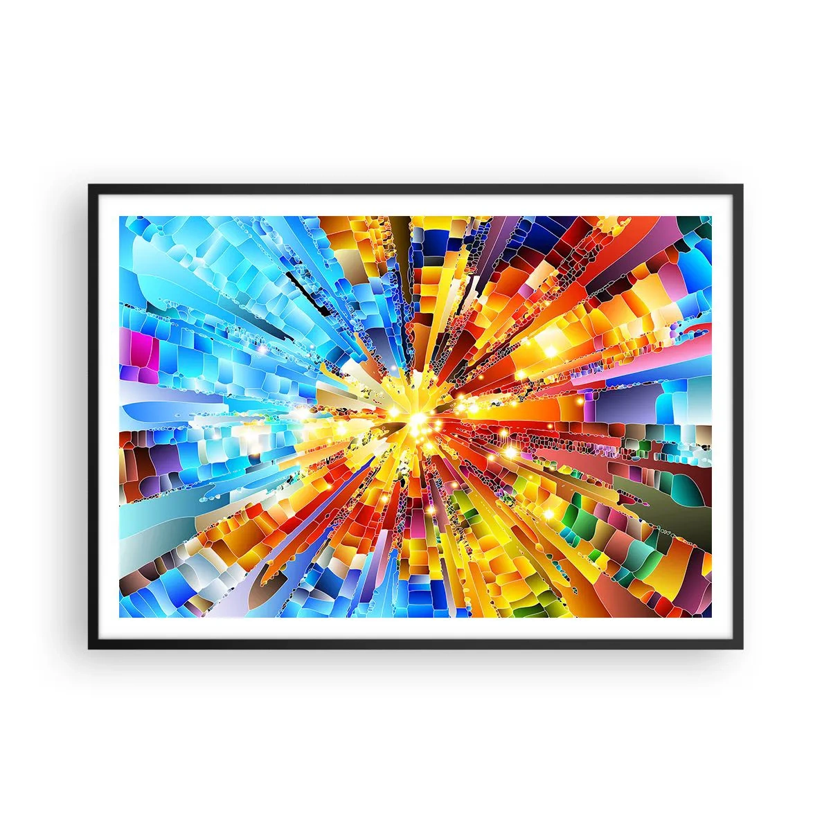 Affiche dans un cadre noir - Poster - Une explosion dynamique de couleurs et de lumière - 100x70cm - In medias res - Décoration murale moderne pour le salon et la chambre ARTTOR