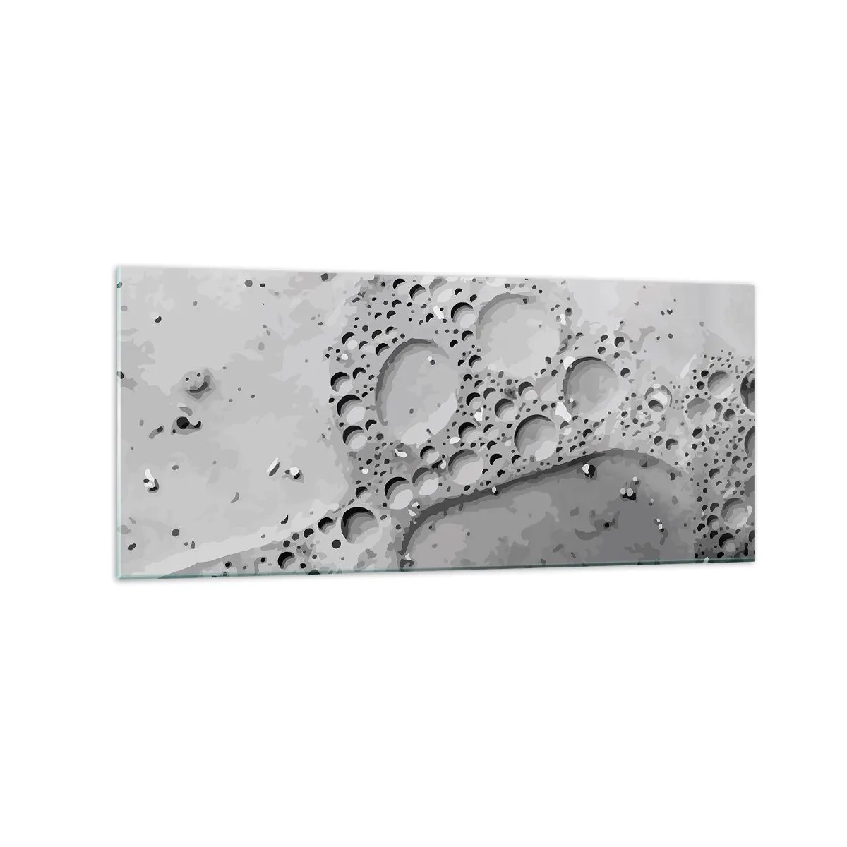 Impression sur verre - Image sur verre - Motif à bulles noir et blanc dans un style minimaliste - 120x50cm - Sentier de mousse - Décoration murale moderne pour le salon et la chambre ARTTOR