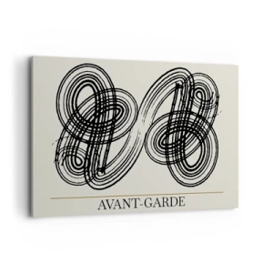 Impression sur toile - Image sur toile - Lignes noires abstraites sur fond clair dans un style avant-gardiste. - 120x80cm - C'est venu spontanément - Décoration murale moderne pour le salon et la chambre ARTTOR