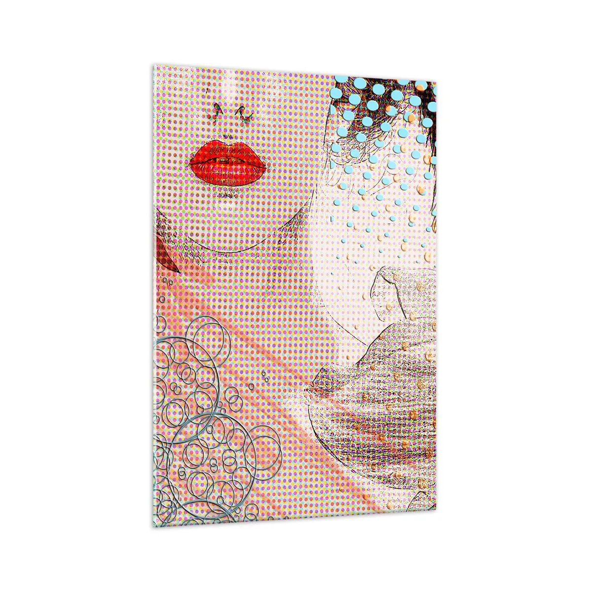 Impression sur verre - Image sur verre - Œuvre d'art abstraite avec un motif de bouche et d'orchidée - 70x100cm - Héroïne de bande dessinée - Décoration murale moderne pour le salon et la chambre ARTTOR