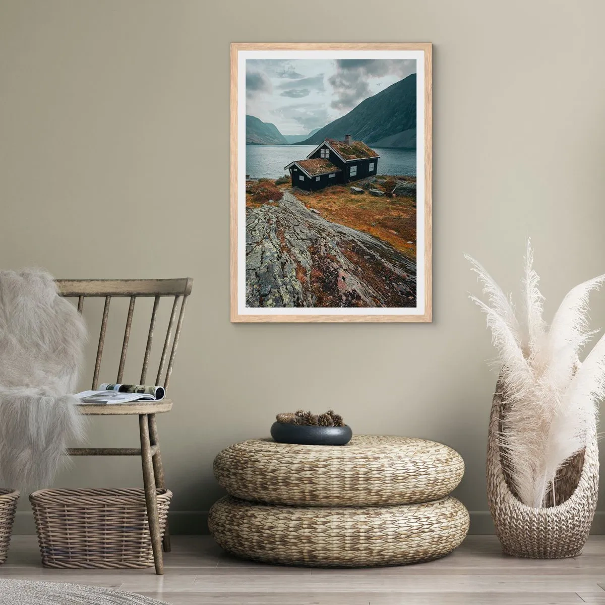 Affiche dans un chêne clair - Poster - Une station estivale au bord du fjord - 61x91 cm