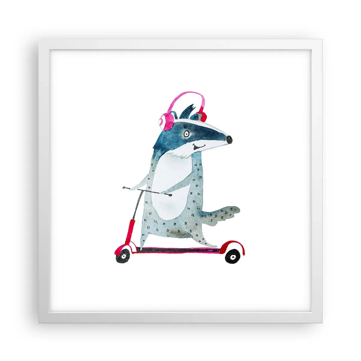 Affiche dans un cadre blanc - Poster - La joie du blaireau - 40x40 cm