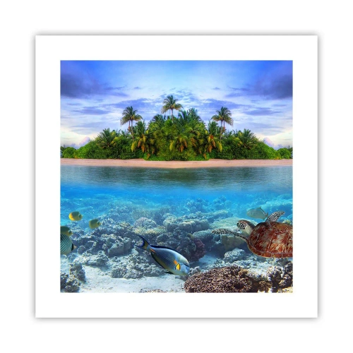 Affiche - Poster - L'île céleste vous invite - 40x40 cm