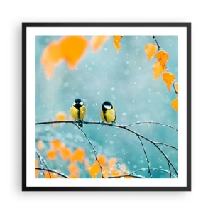 Affiche dans un cadre noir - Poster - Potins d'oiseaux - 60x60 cm
