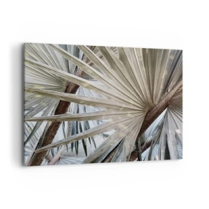 Impression sur toile - Image sur toile - Gros plan de feuilles de palmier dans des tons naturels de vert - 100x70cm - Evantail sous les tropiques - Décoration murale moderne pour le salon et la chambre ARTTOR