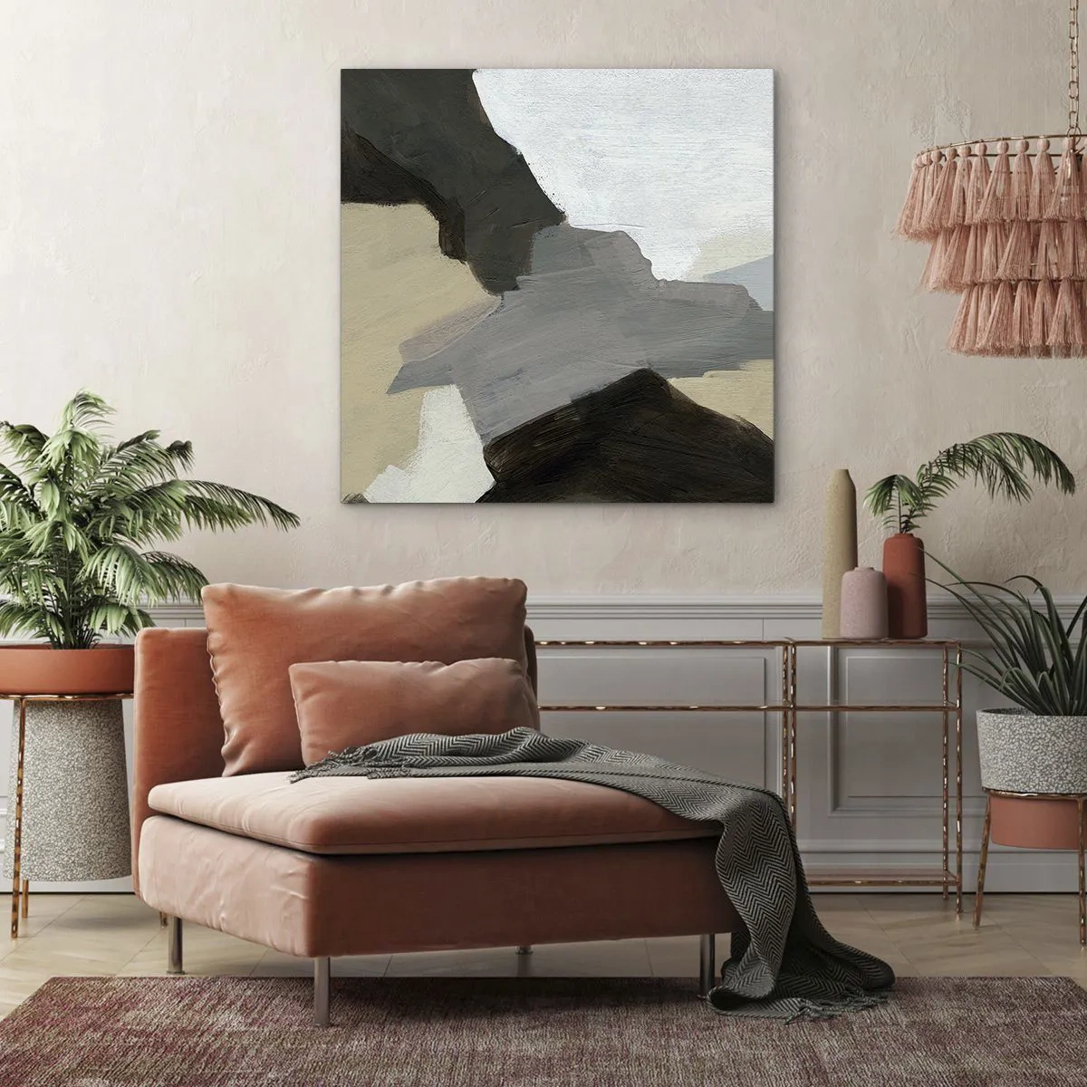 Impression sur toile - Image sur toile - Abstraction : le carrefour du gris - 70x70 cm