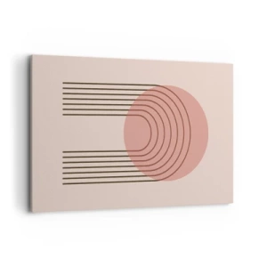 Impression sur toile - Image sur toile - Motif abstrait avec cercle et lignes roses - 120x80cm - Attraction irrésistible - Décoration murale moderne pour le salon et la chambre ARTTOR
