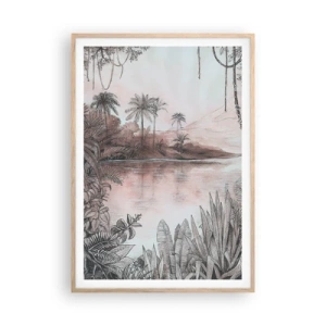 Affiche dans un chêne clair - Poster - Journal d'un explorateur du XIXe siècle - 70x100 cm