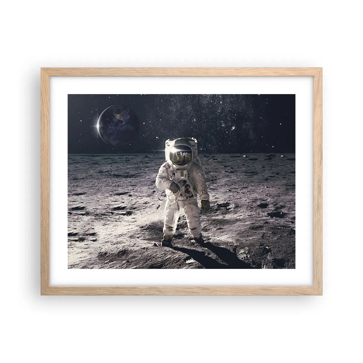 Affiche dans un chêne clair - Poster - Salutations de la lune - 50x40 cm