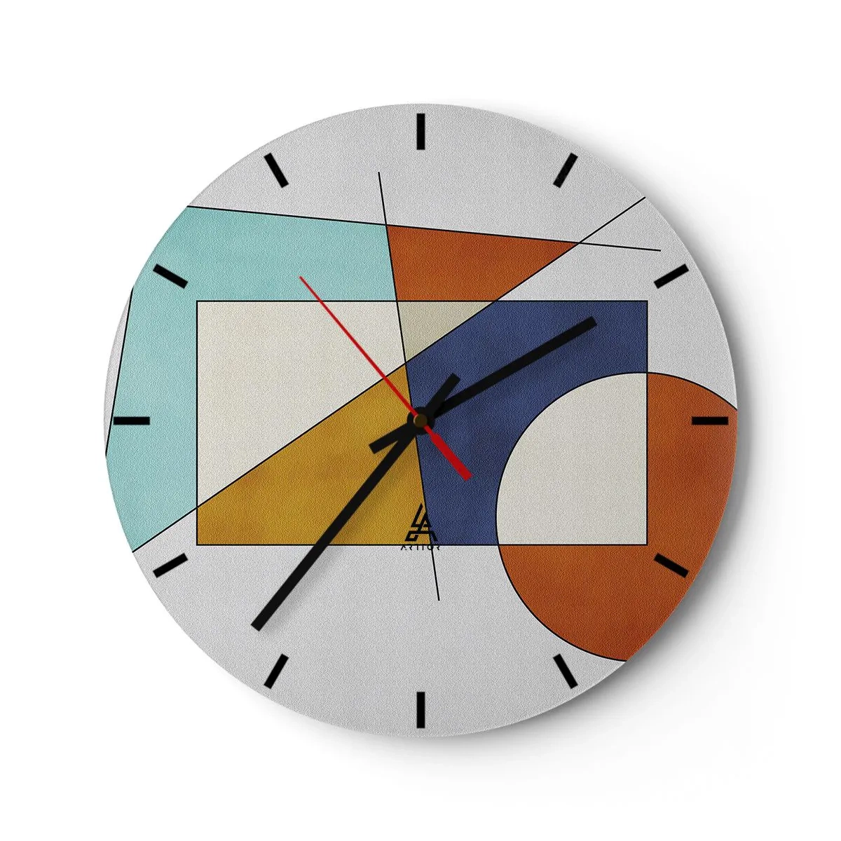 Horloge murale - Pendule murale - Composition géométrique colorée avec des rectangles et des cercles - 30x30cm - Abstraction : plaisir moderniste - Décoration murale moderne pour le salon, la cuisine et la chambre ARTTOR