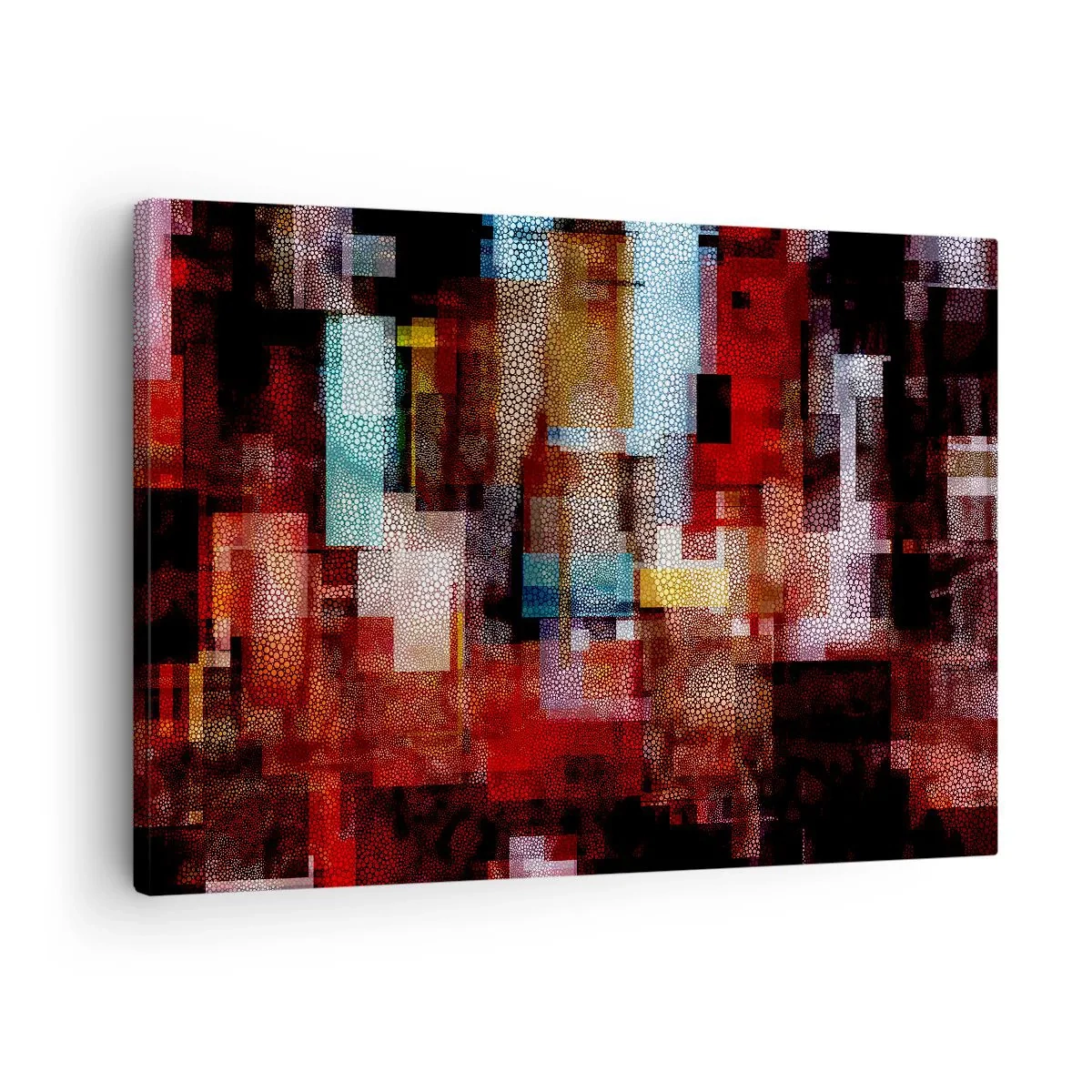 Impression sur toile - Image sur toile - Abstraction géométrique dans des tons intenses de rouge - 70x50cm - Mélange de confusions - Décoration murale moderne pour le salon et la chambre ARTTOR