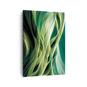 Impression sur toile - Image sur toile - Lignes dynamiques dans des tons de vert - 50x70cm - Jeu de vert abstrait - Décoration murale moderne pour le salon et la chambre ARTTOR