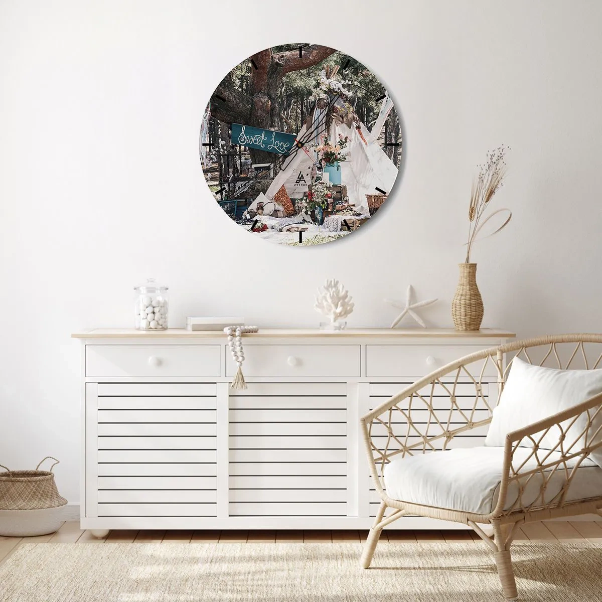 Horloge murale - Pendule murale - Décoration de mariage romantique dans un cadre forestier - 30x30cm - Make love… - Décoration murale moderne pour le salon, la cuisine et la chambre ARTTOR