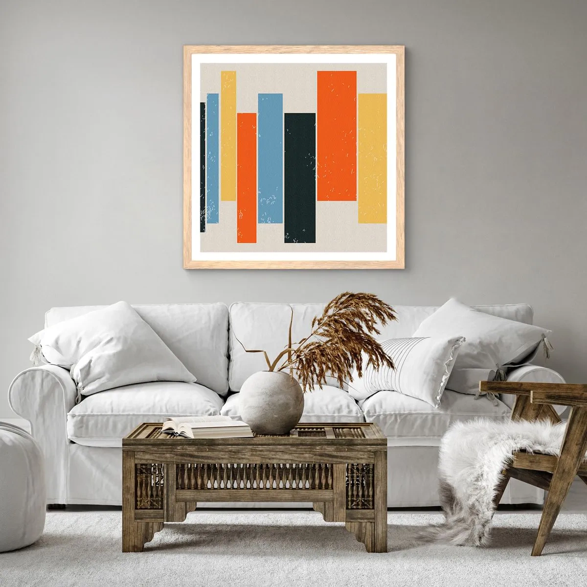 Affiche dans un chêne clair - Poster - Notation musicale - 50x50 cm