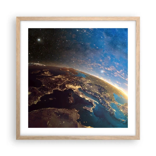 Affiche dans un chêne clair - Poster - Regardons-nous de loin - 50x50 cm