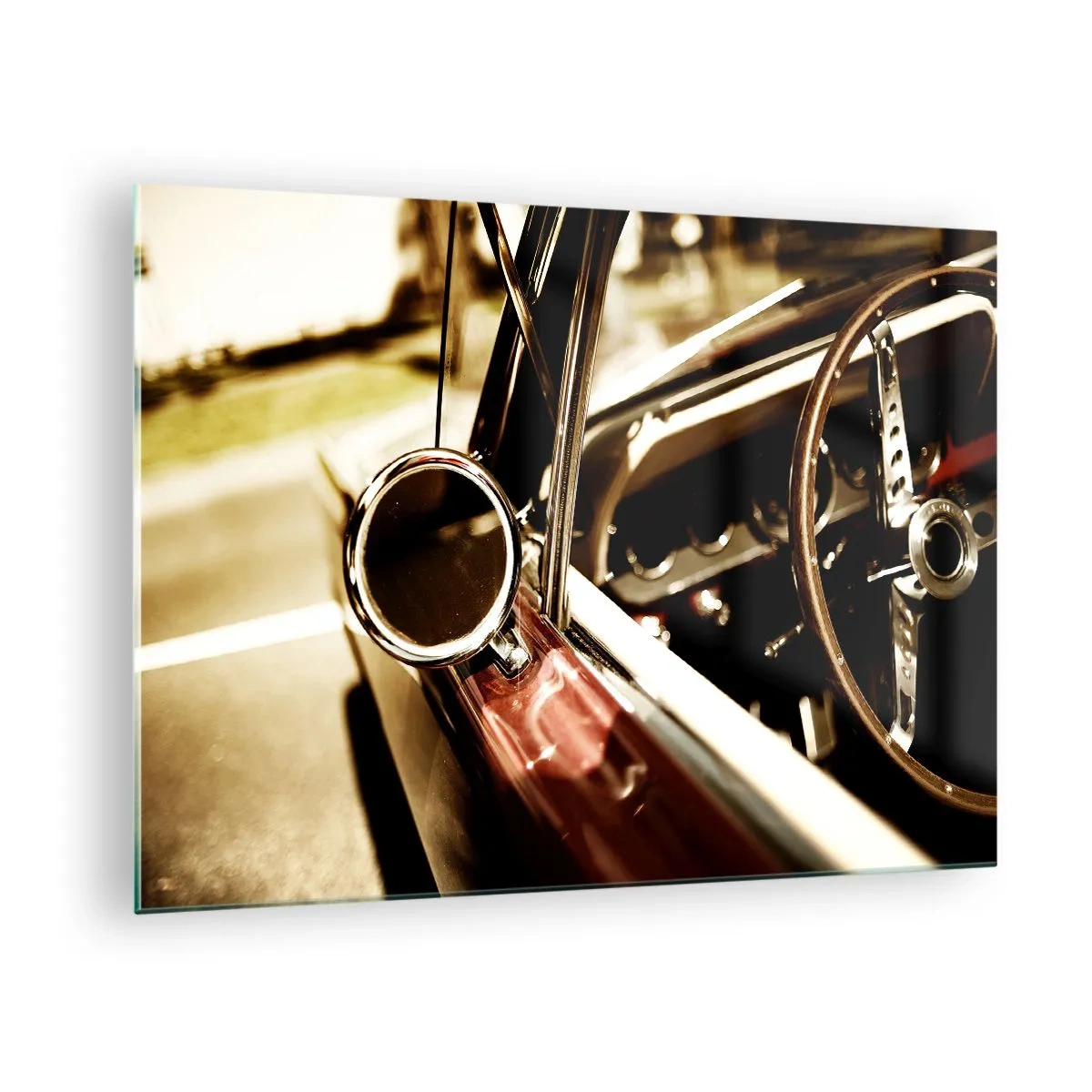 Impression sur verre - Image sur verre - Intérieur de voiture classique de style rétro - 70x50cm - Auto avec une âme - Décoration murale moderne pour le salon et la chambre ARTTOR