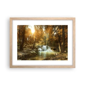 Affiche dans un chêne clair - Poster - Cascade du parc - 40x30 cm