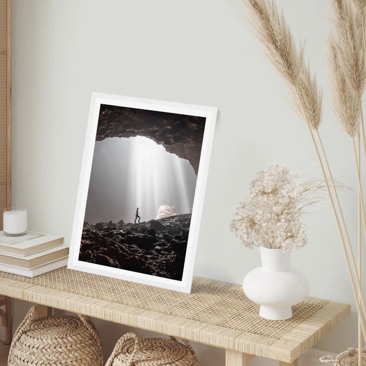 Affiche dans un cadre blanc - Poster - Grotte lumineuse - 30x40 cm