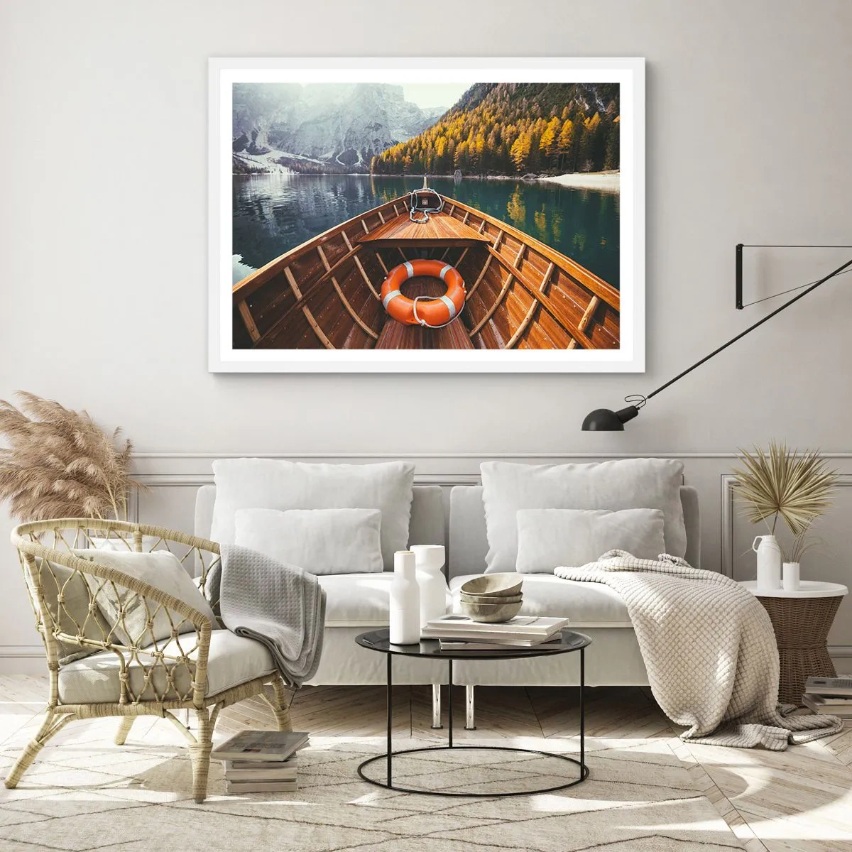 Affiche dans un cadre blanc - Poster - Escapade en montagne - 91x61 cm