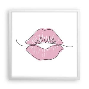 Affiche dans un cadre blanc - Poster - Prêt à l'embrassade? - 50x50 cm