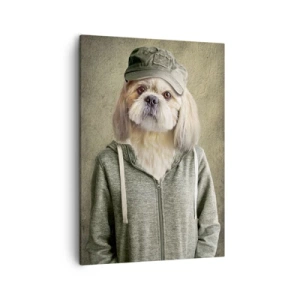 Impression sur toile - Image sur toile - Portraits stylisés d'un lion, d'un chien et d'un éléphant dans des vêtements élégants - 50x70cm - je préfère plus détendu - Décoration murale moderne pour le salon et la chambre ARTTOR