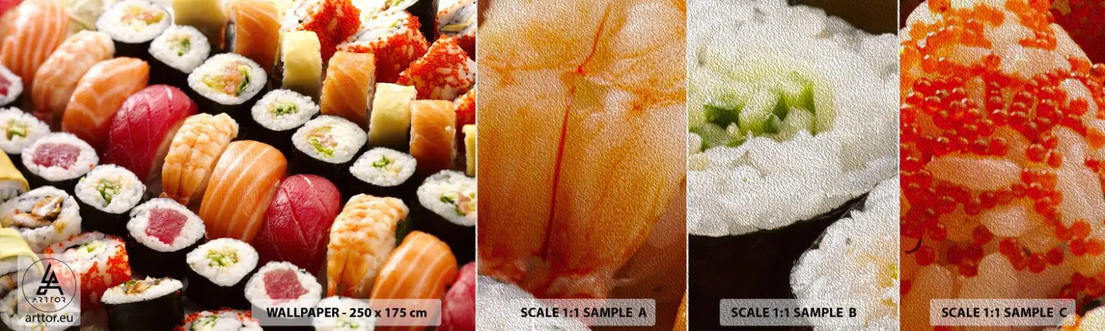 Échantillon de Papier Peint Premium Sand - Couleurs et saveurs d'Asie - La gastronomie, Sushi, Asie - 100x30 cm