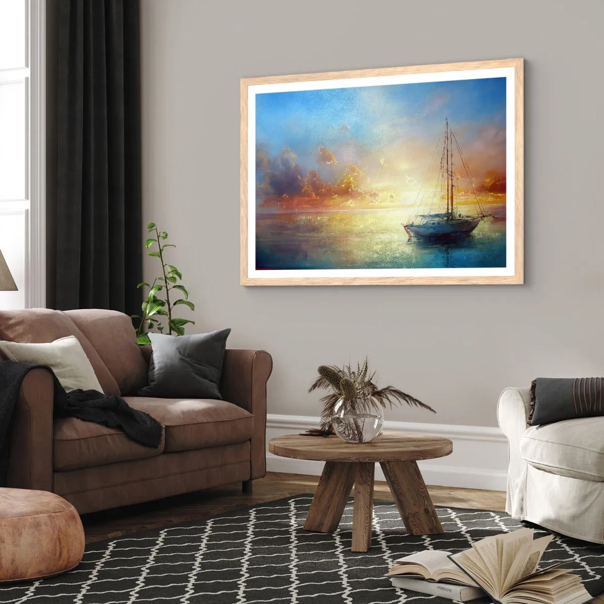 Affiche dans un chêne clair - Poster - Dans une baie dorée - 100x70 cm