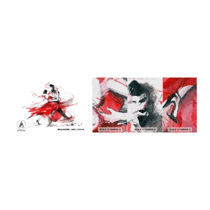 Échantillon de Papier Peint Premium Canvas - Tango - le rythme de la passion - Abstraction, Danse, Danseur - 100x30 cm