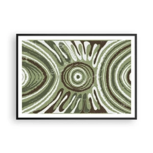 Affiche dans un cadre noir - Poster - Motifs abstraits dans les tons de vert et de marron - 100x70cm - Une explosion d'émotions - Décoration murale moderne pour le salon et la chambre ARTTOR