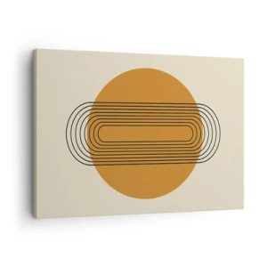 Impression sur toile - Image sur toile - Motif géométrique avec des cercles et des lignes orange - 70x50cm - Plan idéal - Décoration murale moderne pour le salon et la chambre ARTTOR