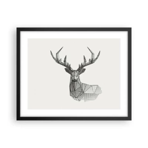 Affiche dans un cadre noir - Poster - Cerf dans un style cubique - 50x40 cm