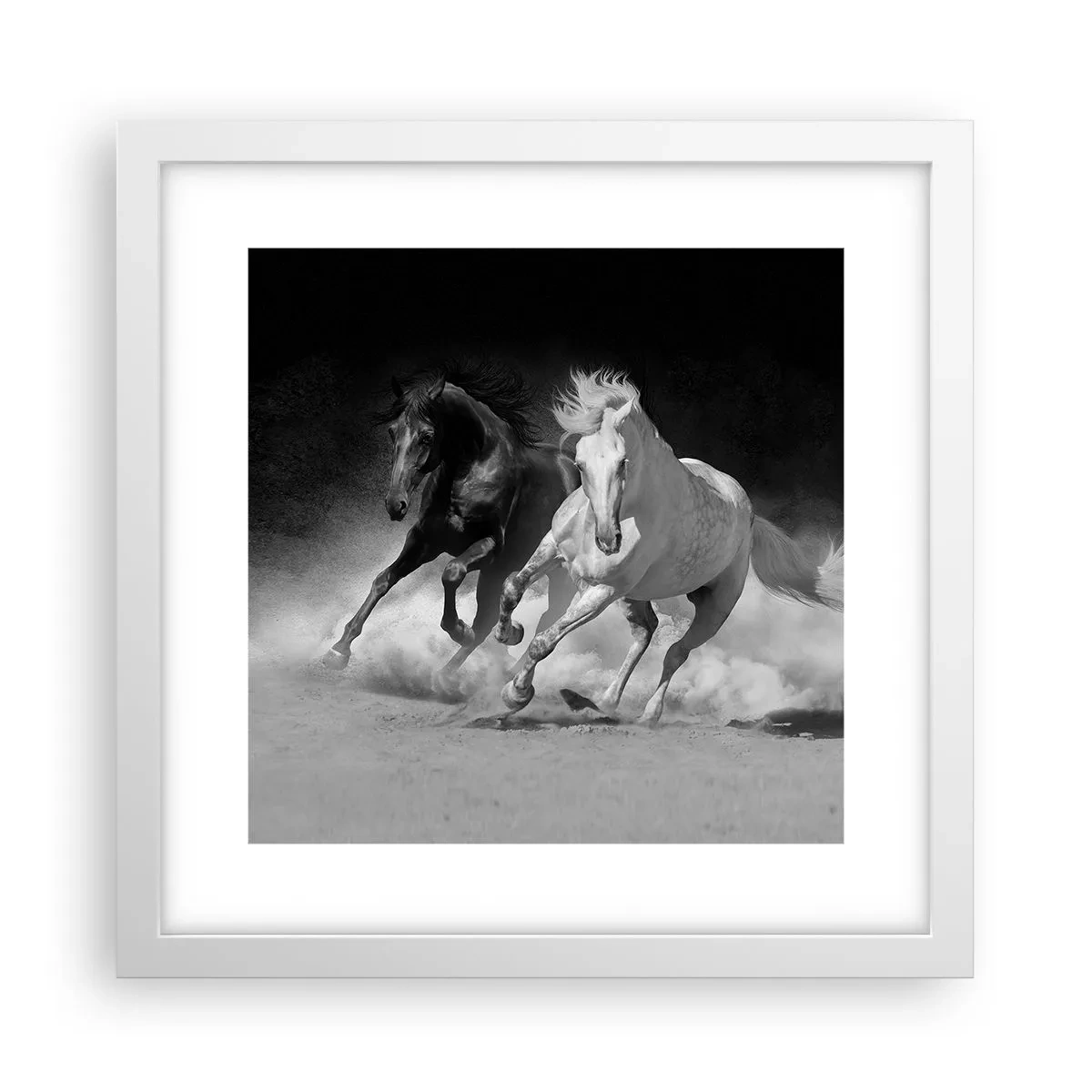 Affiche dans un cadre blanc - Poster - Galop de la liberté - 30x30 cm