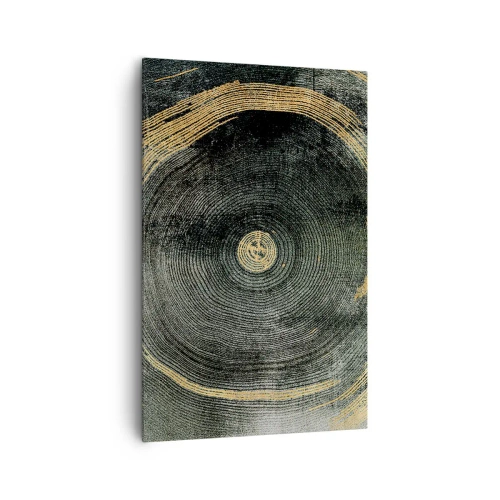 Impression sur toile - Image sur toile - Cercles concentriques avec des accents dorés - 80x120cm - Changement et persistance - Décoration murale moderne pour le salon et la chambre ARTTOR