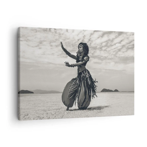 Impression sur toile - Image sur toile - Danseuse exotique sur fond de désert - 70x50cm - Danse des îles du sud - Décoration murale moderne pour le salon et la chambre ARTTOR