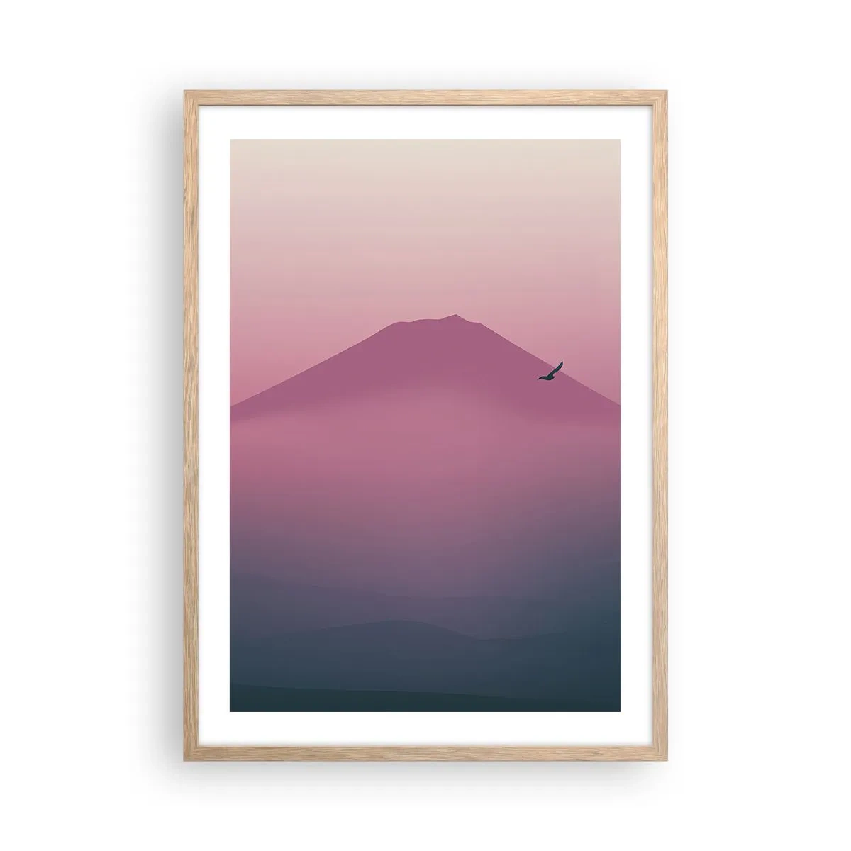 Affiche dans un chêne clair - Poster - Des pèlerins au dessus des nuages - 50x70 cm