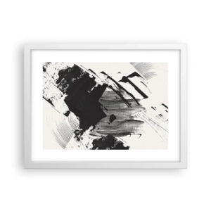 Affiche dans un cadre blanc - Poster - Abstraction – expression du noir - 40x30 cm
