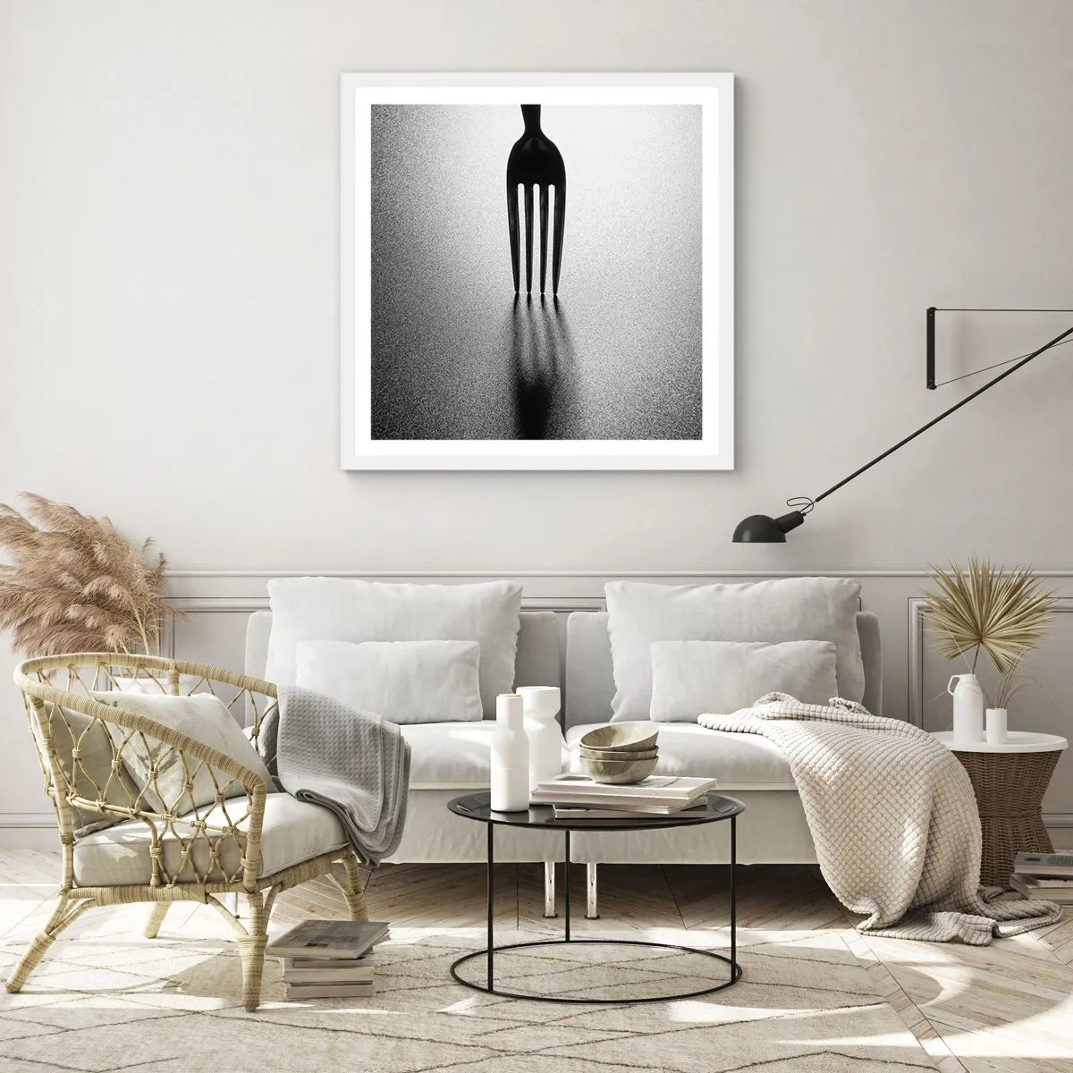 Affiche dans un cadre blanc - Poster - Lumière et ombre - 30x30 cm