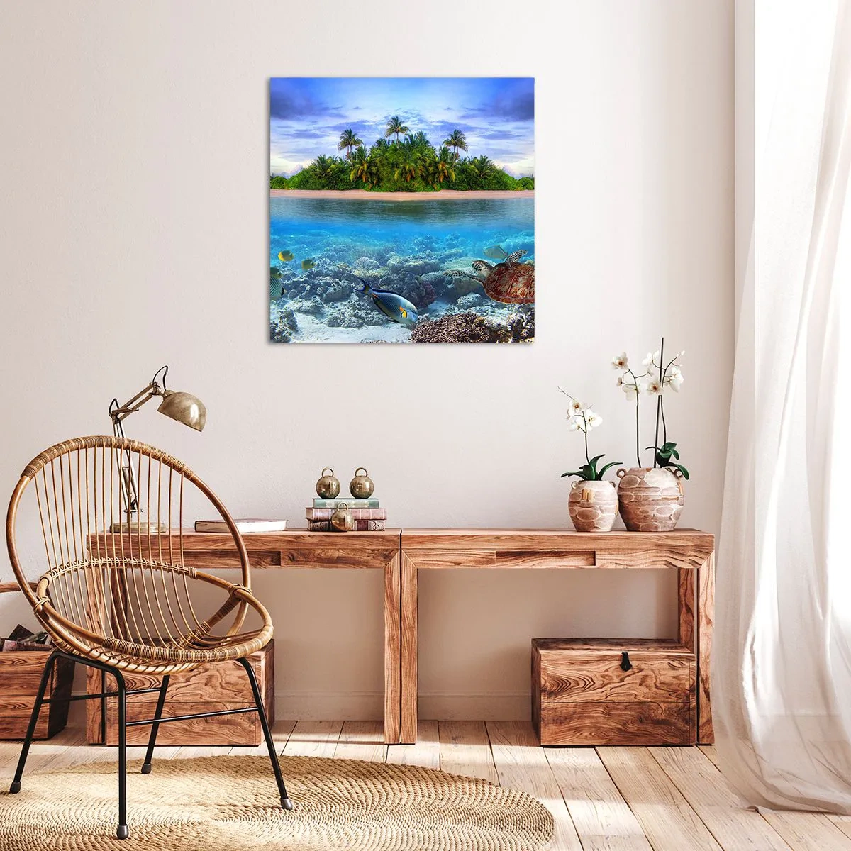 Impression sur toile - Image sur toile - L'île céleste vous invite - 60x60 cm