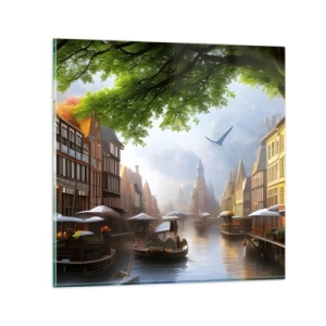 Impression sur verre - Image sur verre - Paysage urbain néerlandais - 70x70 cm